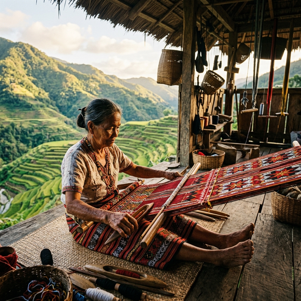Igorot backstrap loom weaving